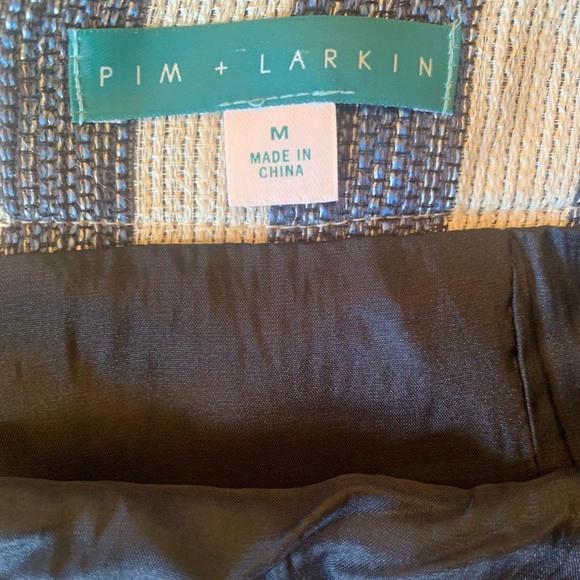 PIM + LARKIN Blue and Off White Striped Textured Mini Skirt Medium - Picture 5 of 9